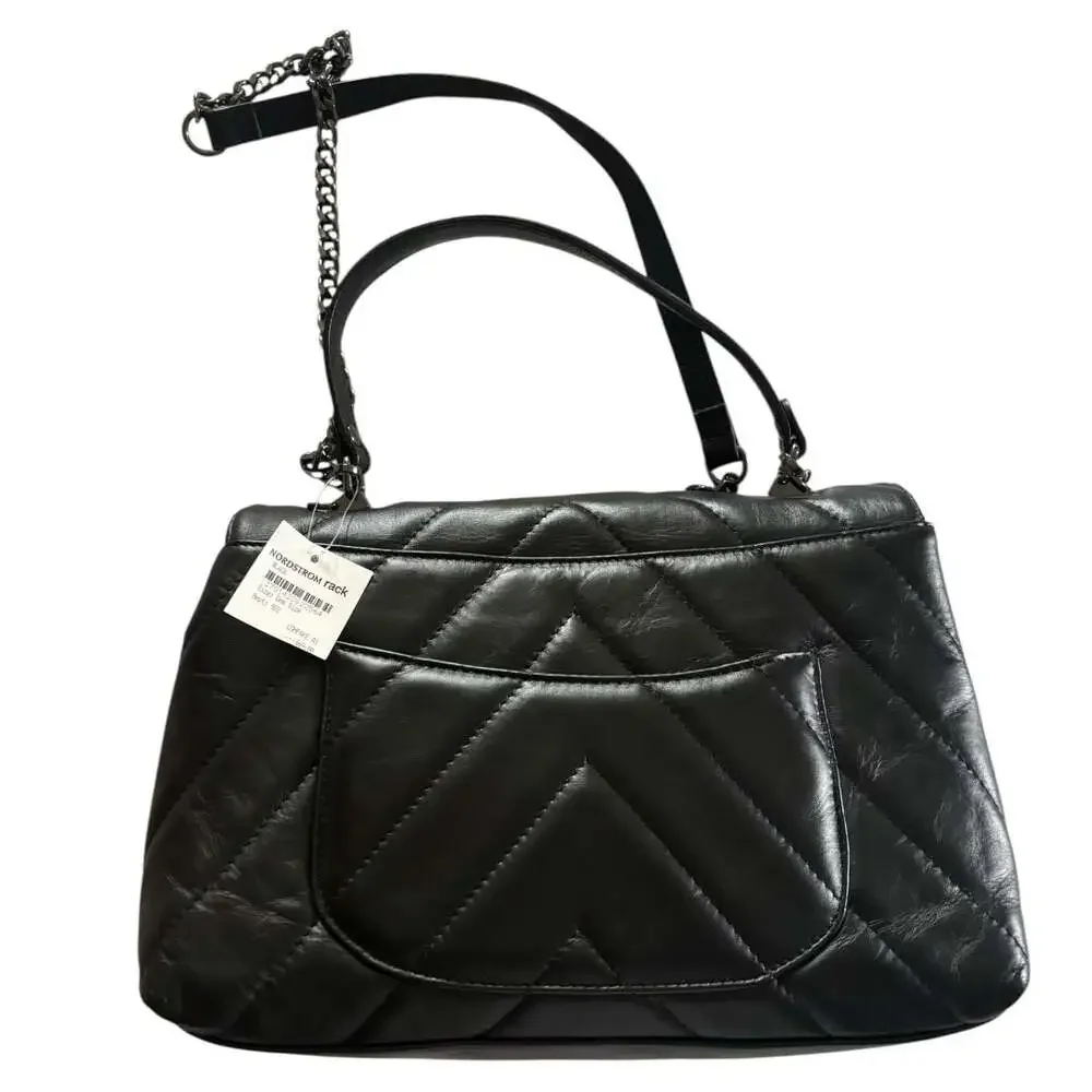 NWT Maison Héritage Paris Black Quilted Italian Leather Crossbody Bag